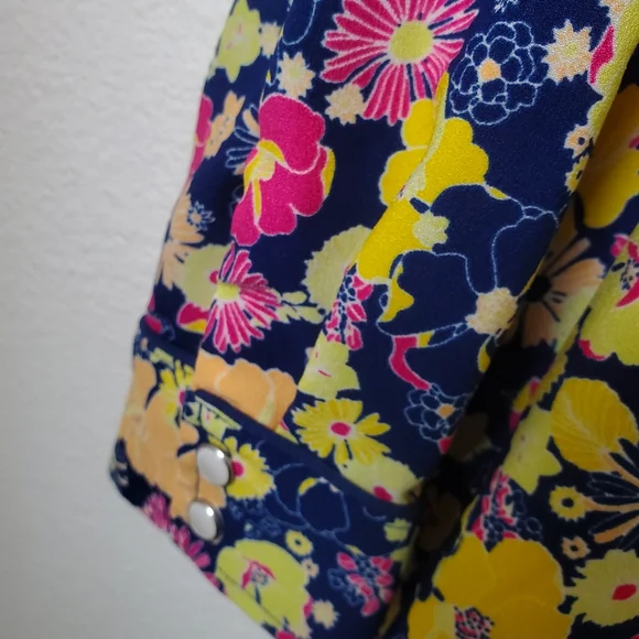 Modcloth Floral Groovy Meets Country Western Pearl Snap Shirt Dress Size‎ Large - Picture 7 of 16